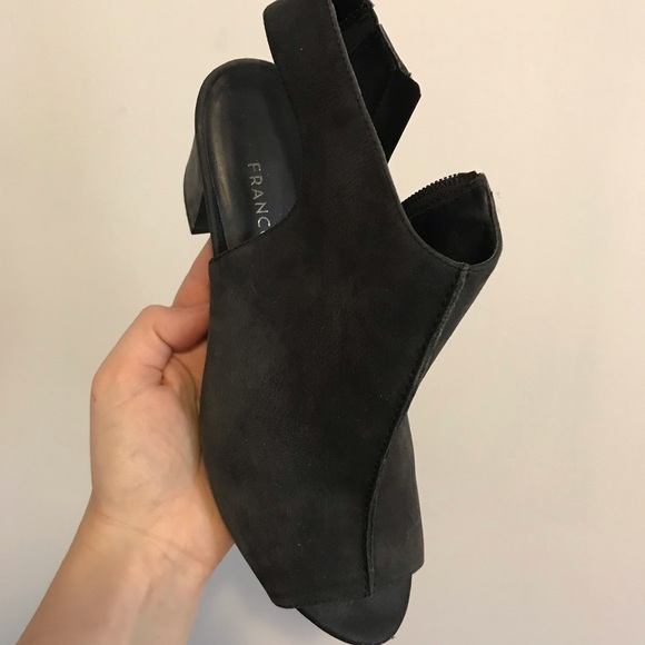 Black open toe leather heels - Picture 4 of 6